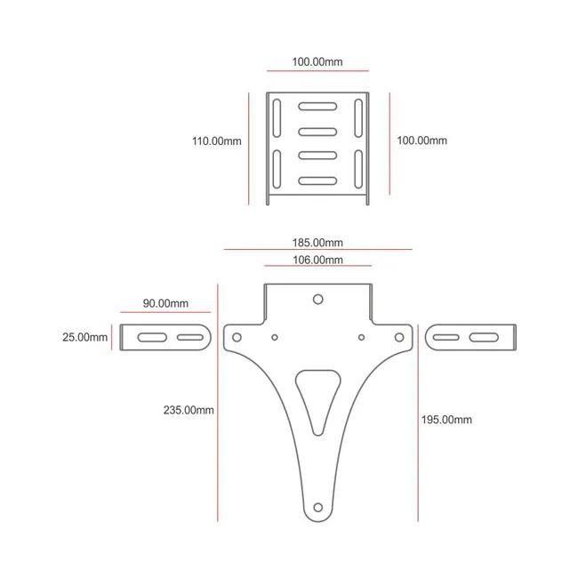 C-Racer Universele Bumperklephouder Motorfiets Kentekenplaathouder No1