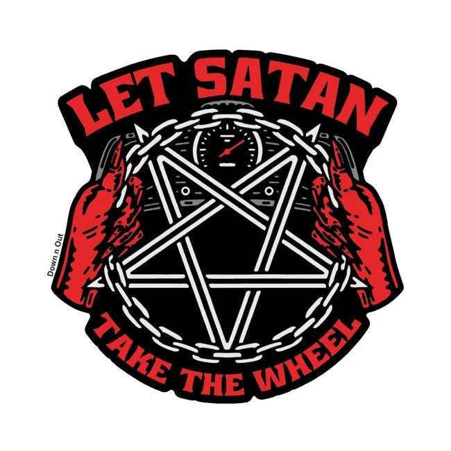 Down-N-Out Satan Neemt Het Stuur Sticker