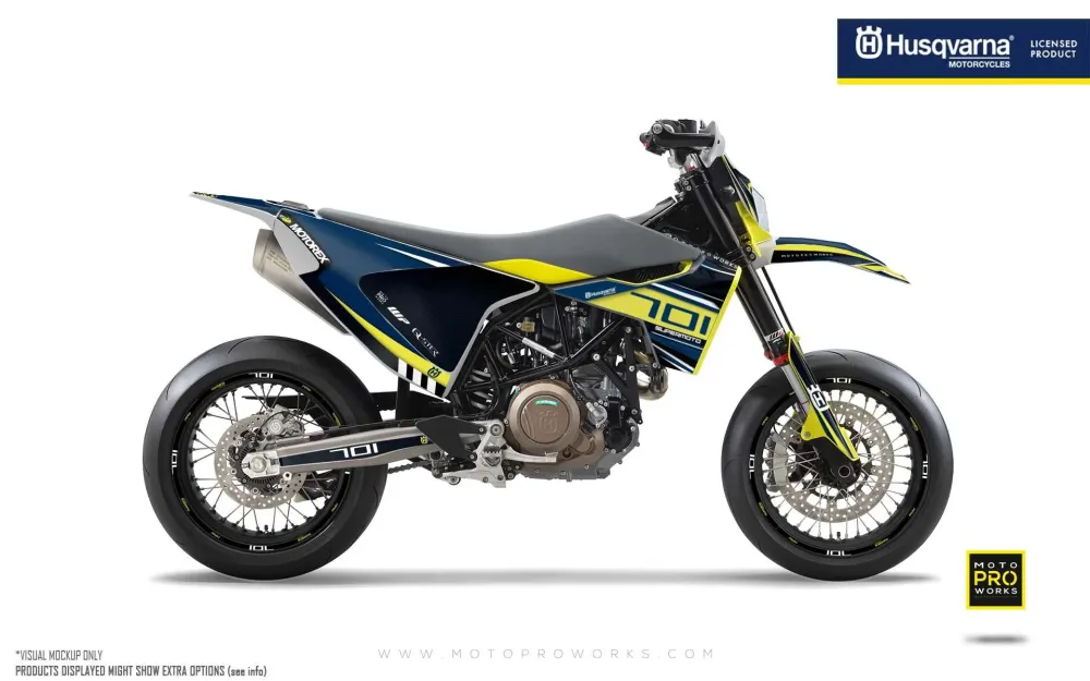 Husqvarna 701 Enduro Graphics - "Vortex" (Blauw/Geel)