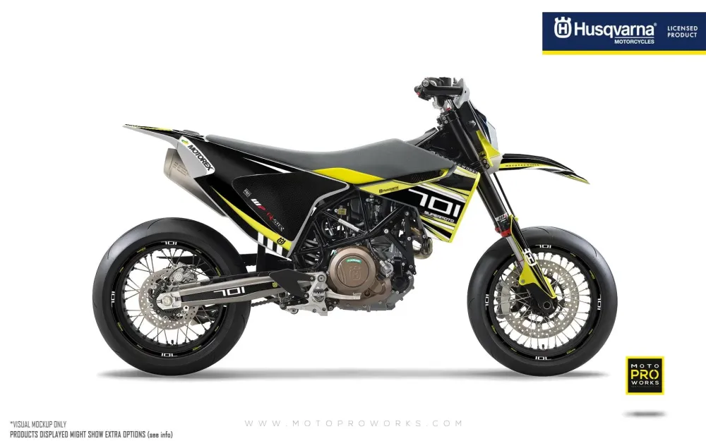 Husqvarna 701 Enduro Graphics - "Vortex" (Zwart/Geel)