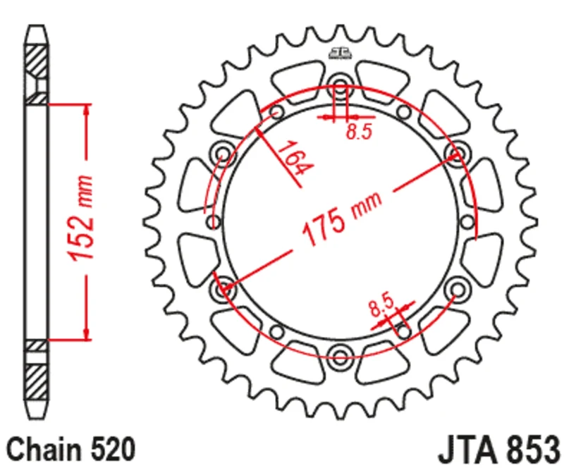 Rear sprocket JT SPROCKETS Aluminium Standard - 520