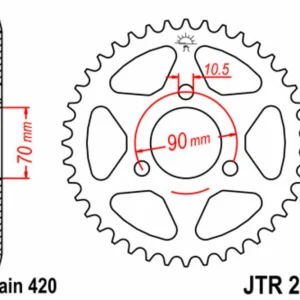 JT SPROCKETS Staal standaard achtertandwiel 239 - 420