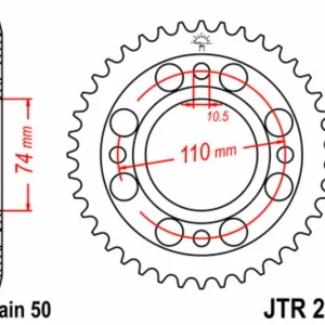 JT SPROCKETS Staal standaard achtertandwiel 280 - 530