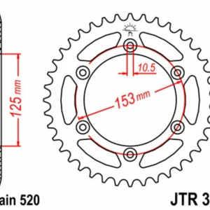 JT SPROCKETS Staal standaard achtertandwiel 301 - 520