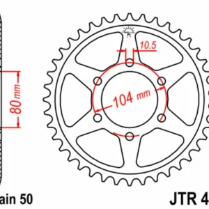 JT SPROCKETS Staal standaard achtertandwiel 488 - 530