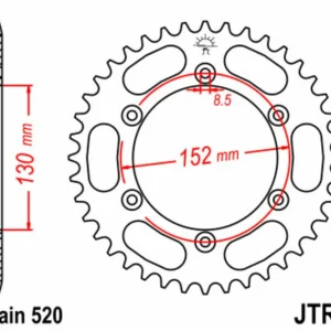JT SPROCKETS Staal standaard achtertandwiel 8 - 520