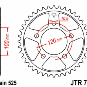 JT SPROCKETS Staal standaard achtertandwiel 702 - 525