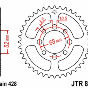 JT SPROCKETS Staal standaard achtertandwiel 802 - 428