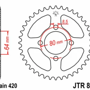 JT SPROCKETS Staal standaard achtertandwiel 834 - 420
