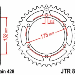 JT SPROCKETS Staal standaard achtertandwiel 839 - 428