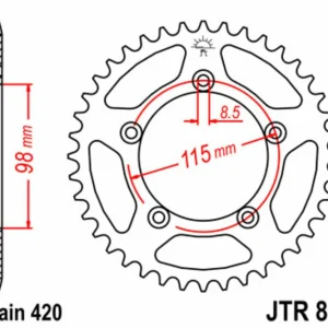 JT SPROCKETS Staal standaard achtertandwiel 894 - 420