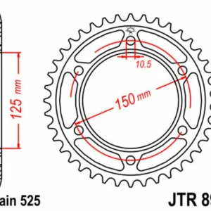 JT SPROCKETS Staal standaard achtertandwiel 899 - 525