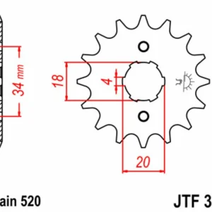 JT SPROCKETS Staal standaard voortandwiel 328 - 520