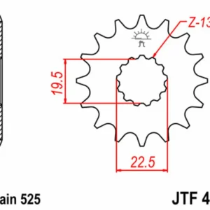 JT SPROCKETS Staal standaard voortandwiel 433 - 525
