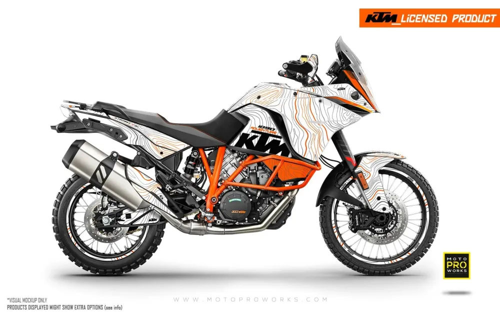 KTM 1050 Adventure GRAPHICS - "TOPOGRAPHY" (Wit/Oranje)