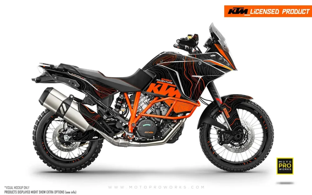 KTM 1050 Adventure GRAPHICS - "TOPOGRAPHY" (Zwart/Oranje)