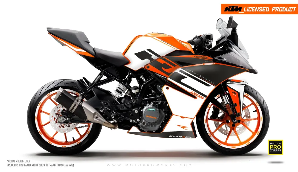 KTM RC 125/200/250/390 GRAPHICS - "Torque" (Wit/Zwart/Oranje)