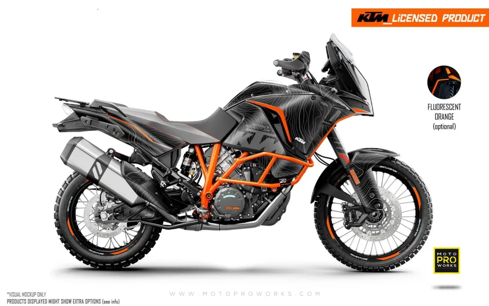 KTM 1290 Super Adventure GRAPHICS - "Topography" (Zwart)