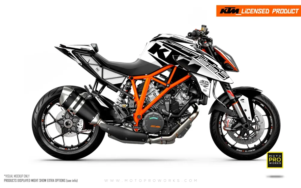 KTM 1290 Super Duke R 2014-2019 GRAPHICS - "Torque" (Wit/Zwart)