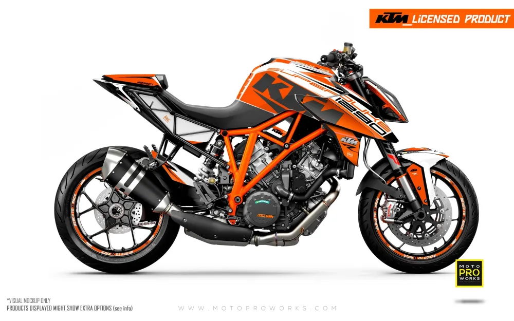KTM 1290 Super Duke R 2014-2019 GRAPHICS - "Torque" (Wit/Oranje)