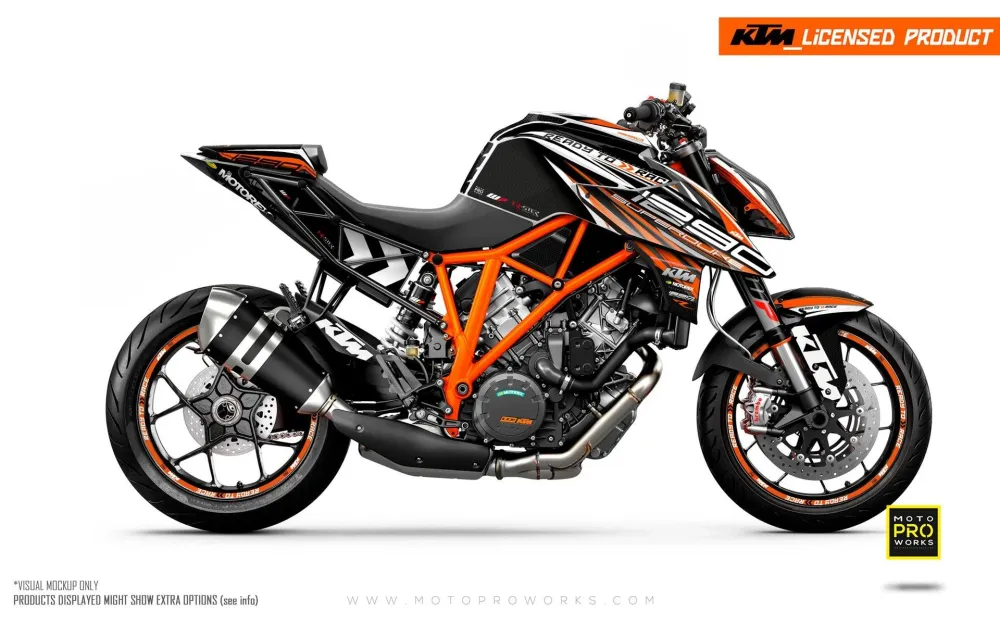 KTM 1290 Super Duke R GRAPHICS - "Vortex" (Zwart/Oranje)