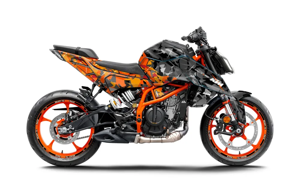 KTM 390 Duke GRAPHICS - "Flake" (Zwart/Oranje)