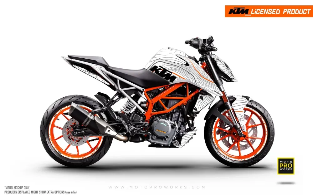 KTM 390 Duke GRAPHICS - "Topography" (Wit/Oranje)