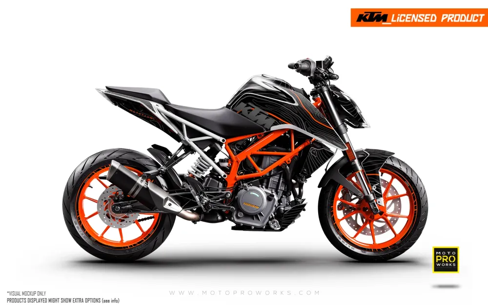 KTM 390 Duke GRAPHICS - "Topography" (Zwart/Oranje)
