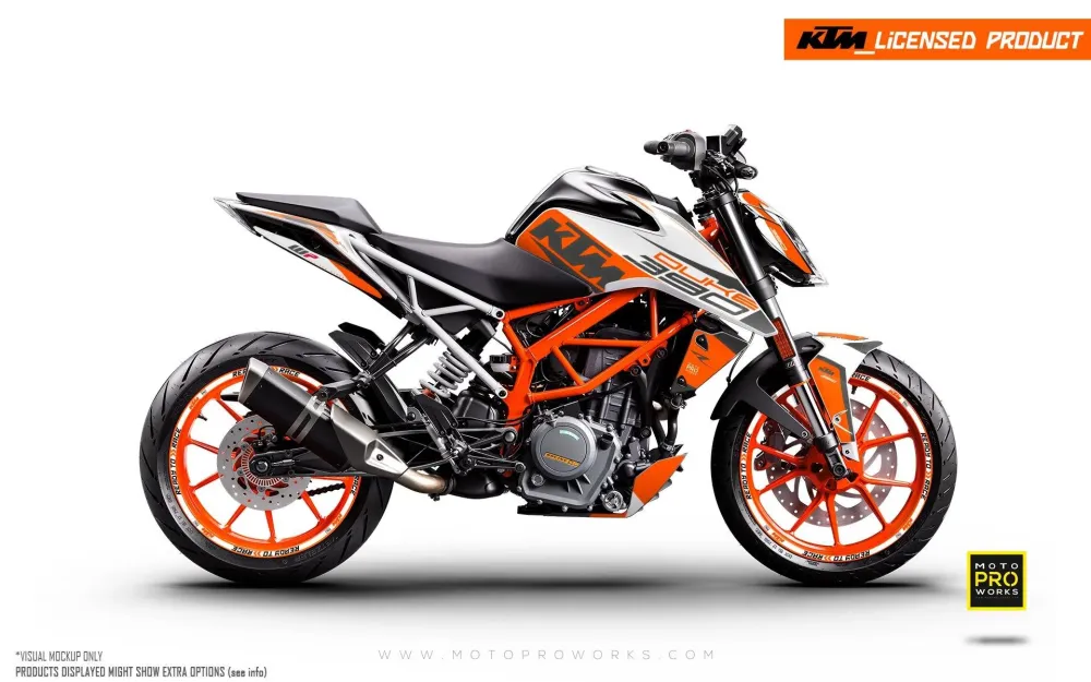 KTM 390 Duke GRAPHICS - "Torque" (Wit/Oranje)
