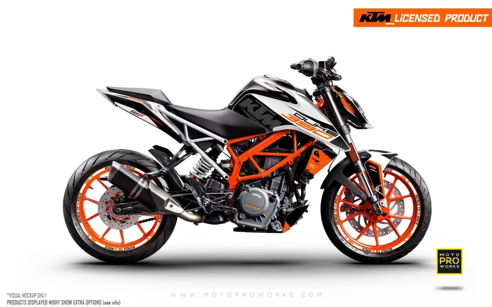 KTM 390 Duke GRAPHICS - "Torque" (Wit/Zwart/Oranje)