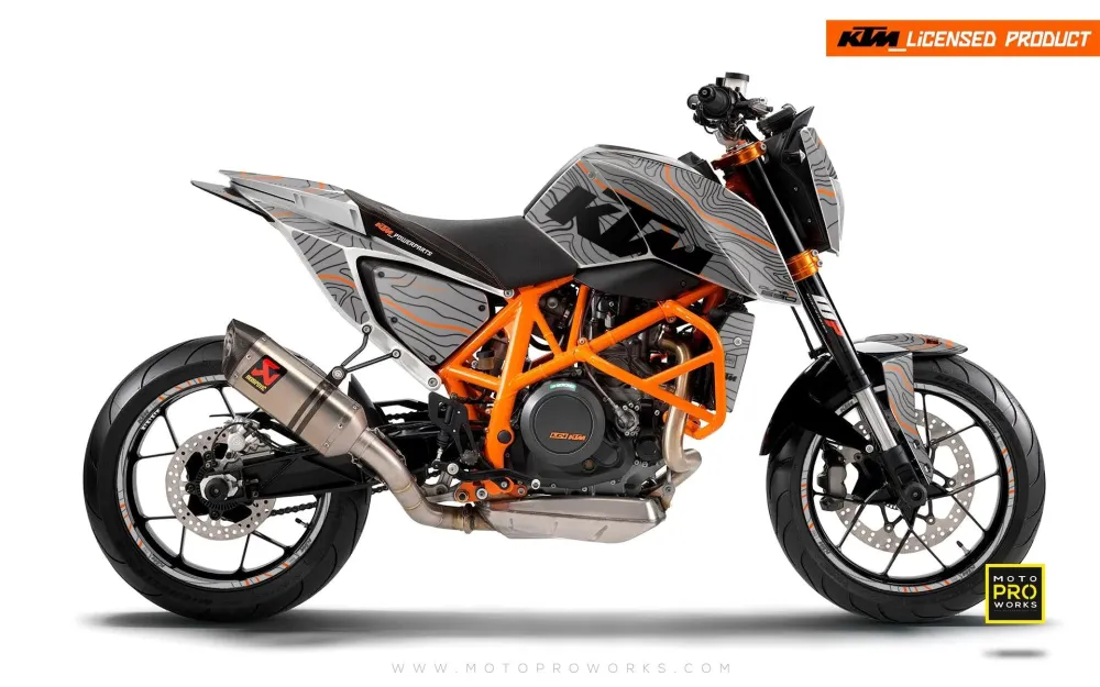KTM 690 Duke GRAPHICS - "Topography" (Grijs/Oranje)
