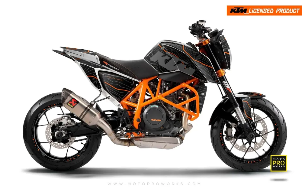 KTM 690 Duke GRAPHICS - "Topography" (Zwart/Oranje)