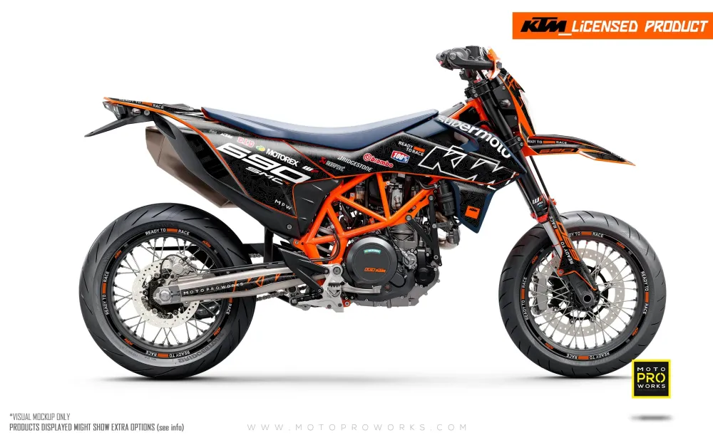 KTM 690 Enduro GRAPHICS - "Corsa" (Zwart/Damascus)
