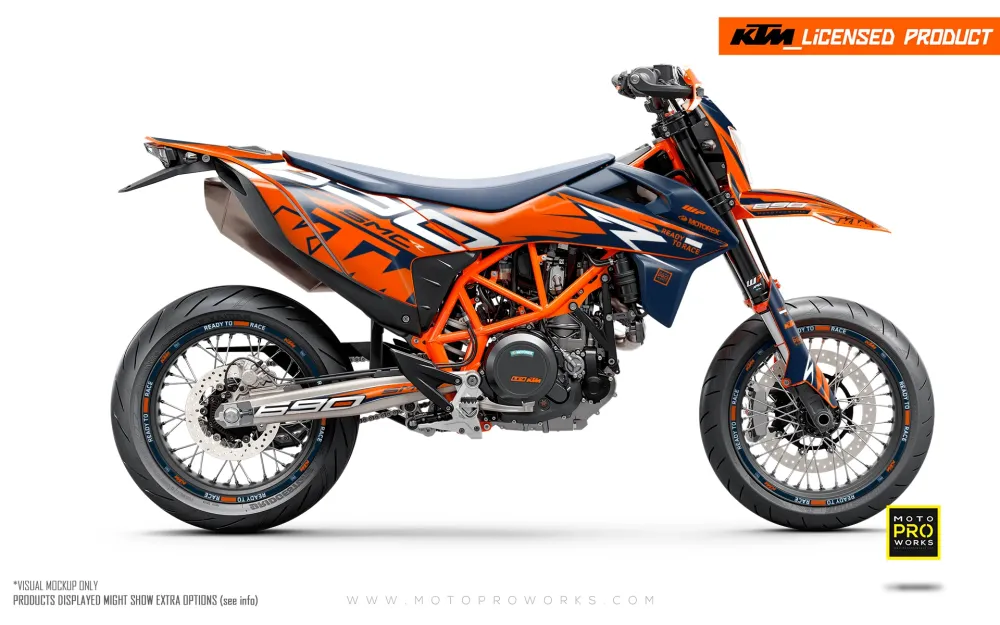KTM 690 Enduro GRAPHICS - "Quickshift" (Blauw/Oranje/Wit)
