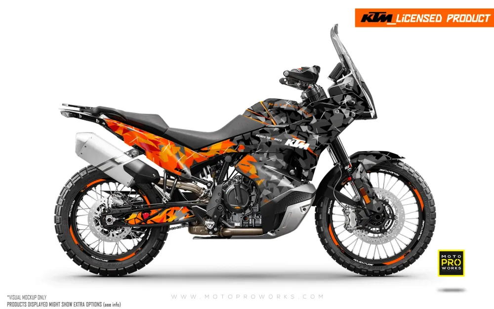 KTM 790/890 Adventure R/S 2023 GRAPHICS - "Flake" (Zwart/Oranje)