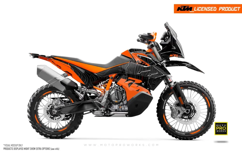 KTM 790/890 Adventure R/S GRAPHICS - "Topography" (Zwart/Oranje)