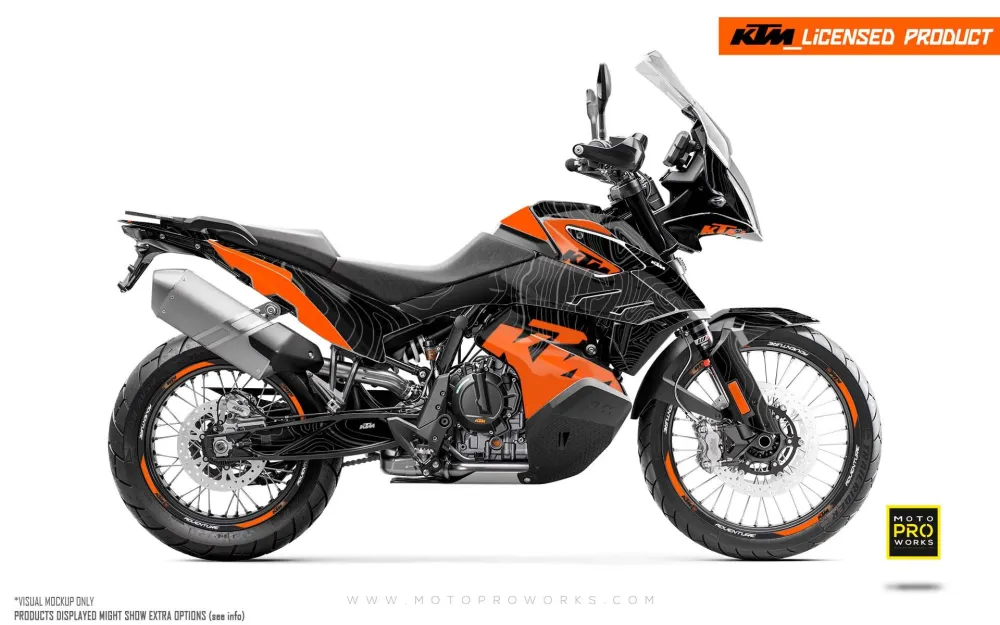 KTM 790/890 Adventure R/S GRAPHICS - "Topography" (Zwart/Oranje)