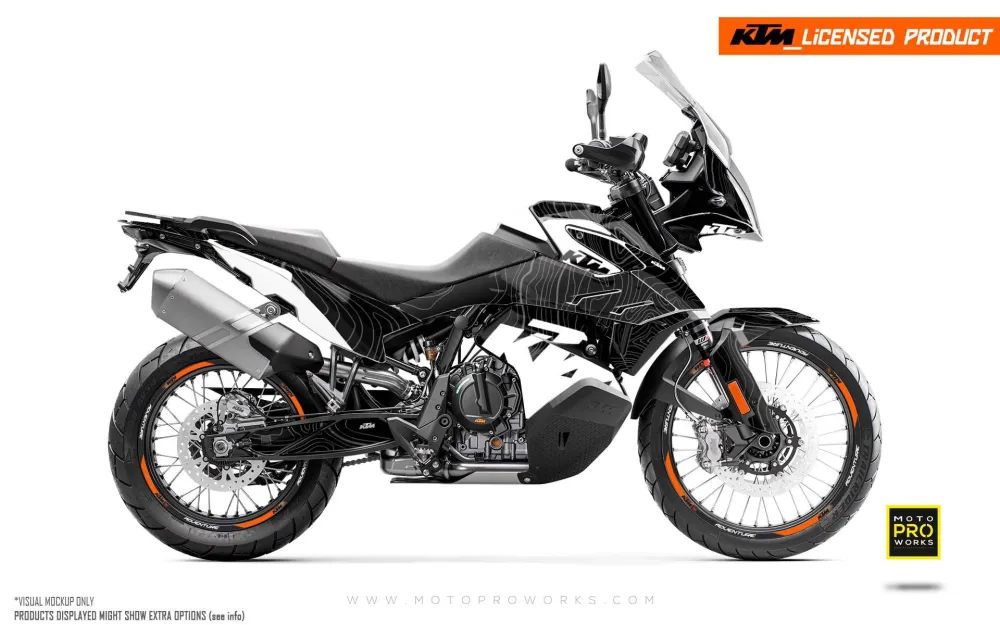 KTM 790/890 Adventure R/S GRAPHICS - "Topography" (Zwart/Wit)
