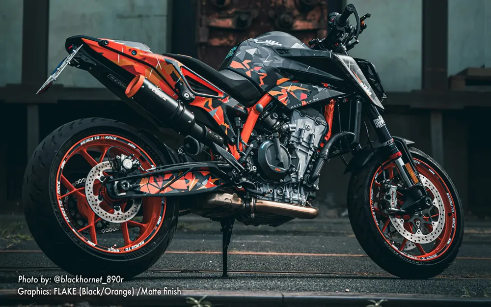 KTM 790/890 Duke GRAPHICS - "Flake" (Zwart/Oranje)