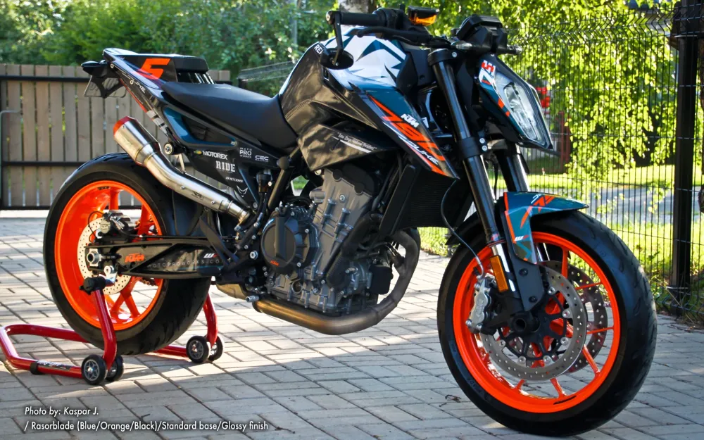 KTM 790/890 Duke GRAPHICS - "Rasorblade" (Blauw/Oranje/Zwart)