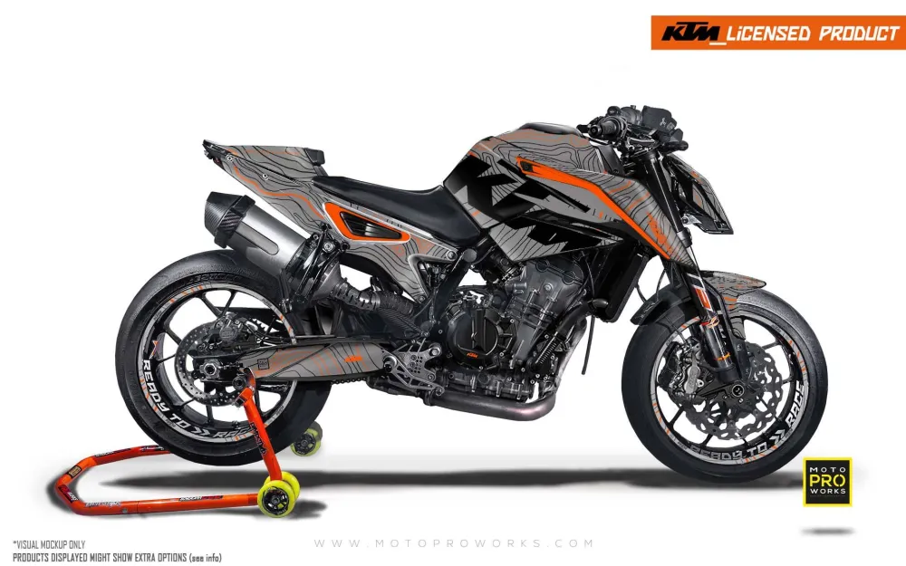 KTM 790/890 Duke GRAPHICS - "Topography" (Grijs/Oranje)
