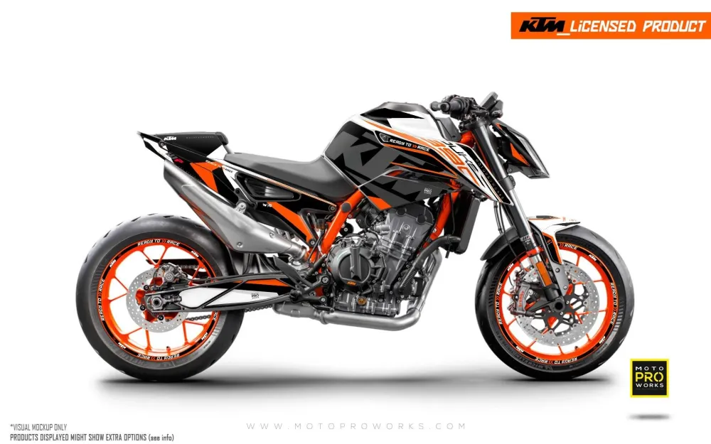 KTM 890 Duke R GRAPHICS - "Torque" (Wit/Zwart/Oranje)