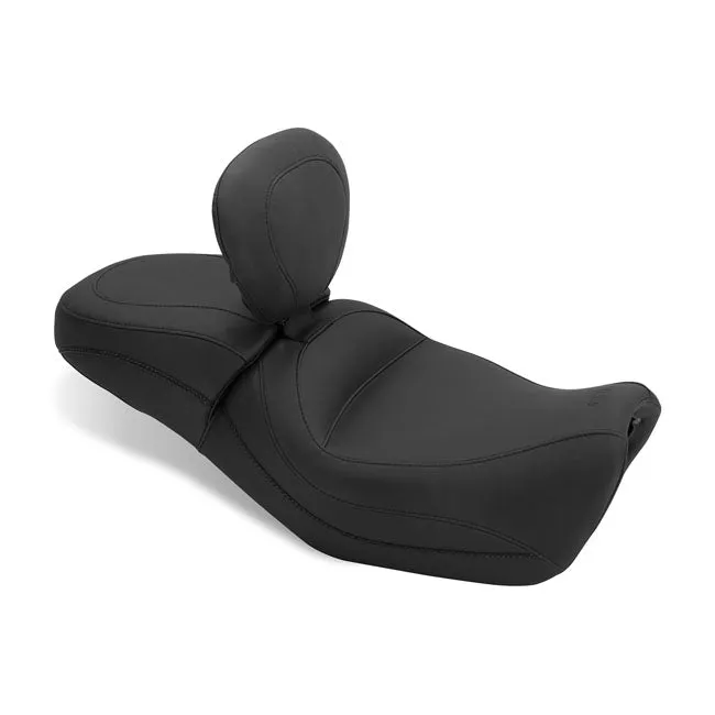 Mustang Standard Touring 2-Up-zadel met rugleuning voor Harley