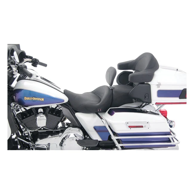 Mustang Super Touring 2-zitsbank met verwarming en rugleuning voor Harley