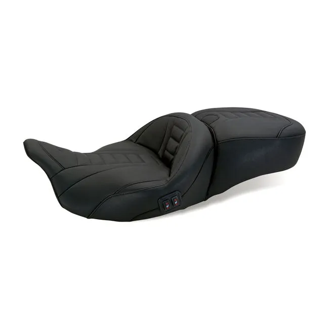Mustang Super Touring Deluxe 2-zitsbank met verwarming voor Harley