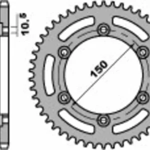 PBR Staal C45 standaard achtertandwiel 236 - 520
