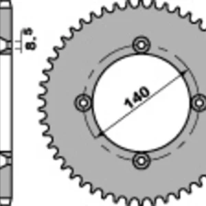PBR Staal C45 standaard achtertandwiel 831 - 428