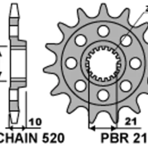 PBR Staal standaard voortandwiel 2160 - 520