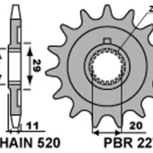 PBR Staal standaard voortandwiel 2275 - 520