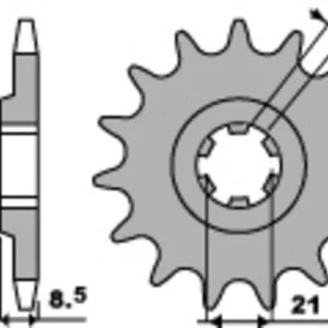 PBR Staal standaard voortandwiel 725 - 520